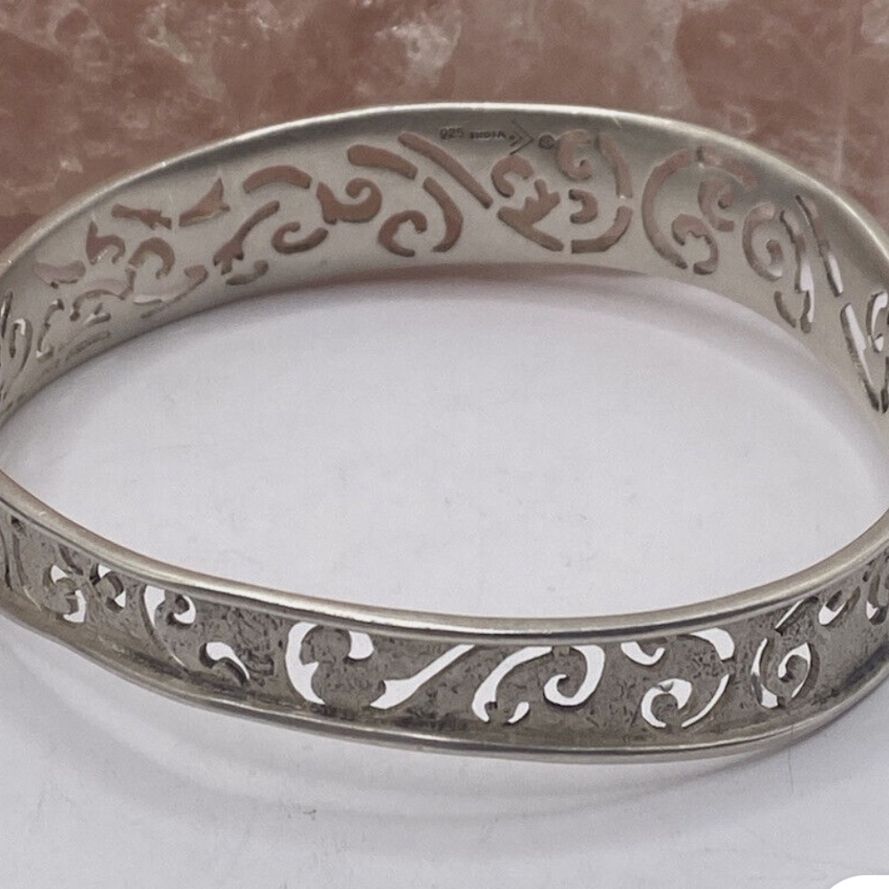 Retired Silpada India Sterling Silver Wavy Filigree Bangle